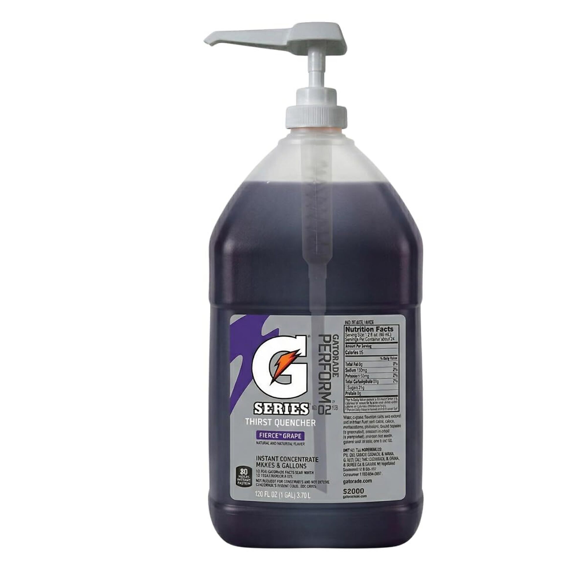Gatorade Liquid Concentrate Thirst Quencher, Grape, 1 Gallon Bulk Syrup with Dispenser Pump, Makes 6 Gallons